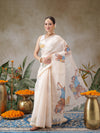 Chanderi Cotton Mango Printed Unique Saree With Printed Blouse Piece