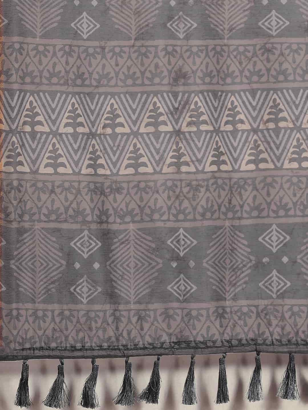 Digital Printed Cotton Blend Chanderi Saree