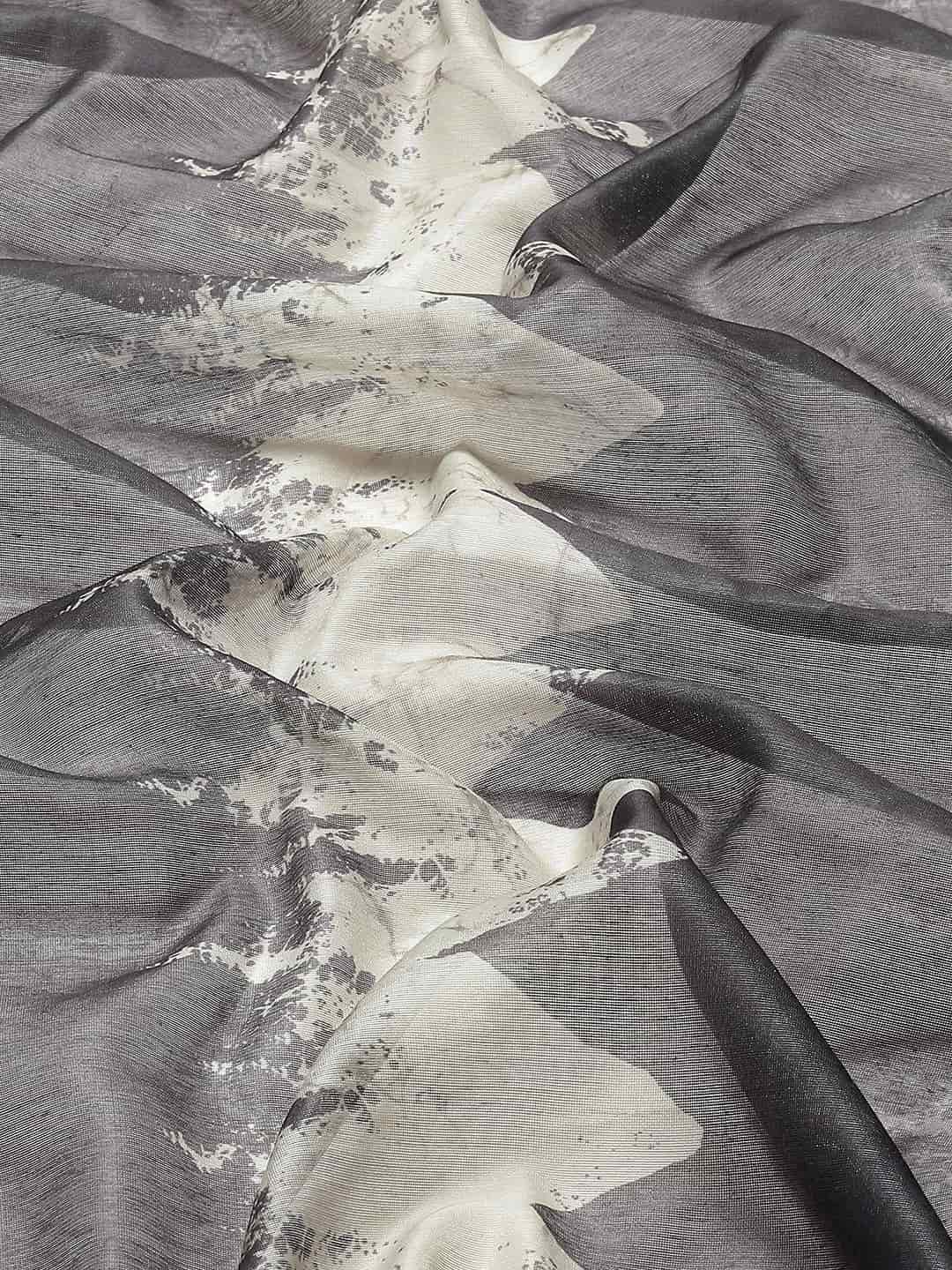 Digital Printed Cotton Blend Chanderi Saree