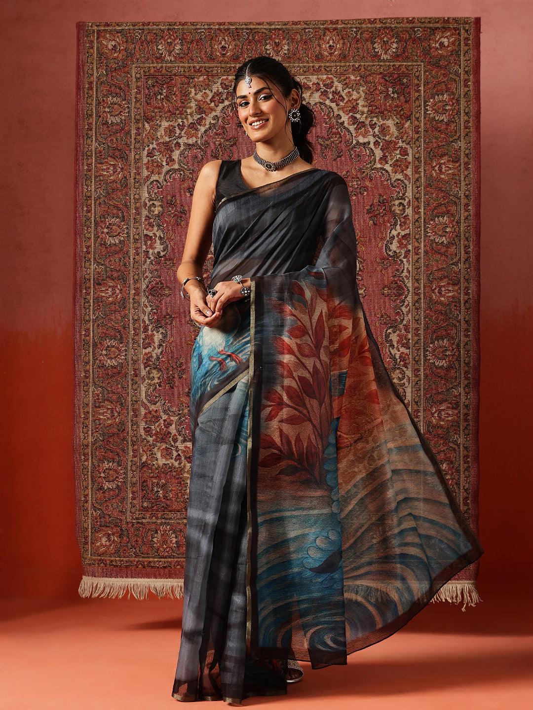 Digital Printed Chanderi Saree