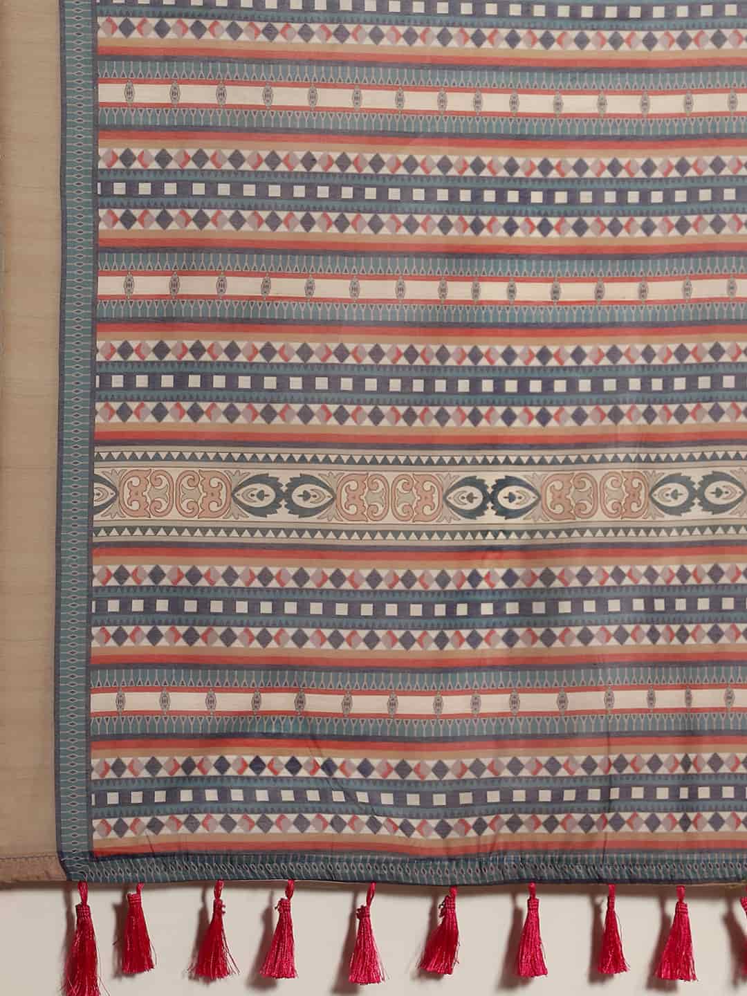 Digital Printed Cotton Blend Chanderi Saree