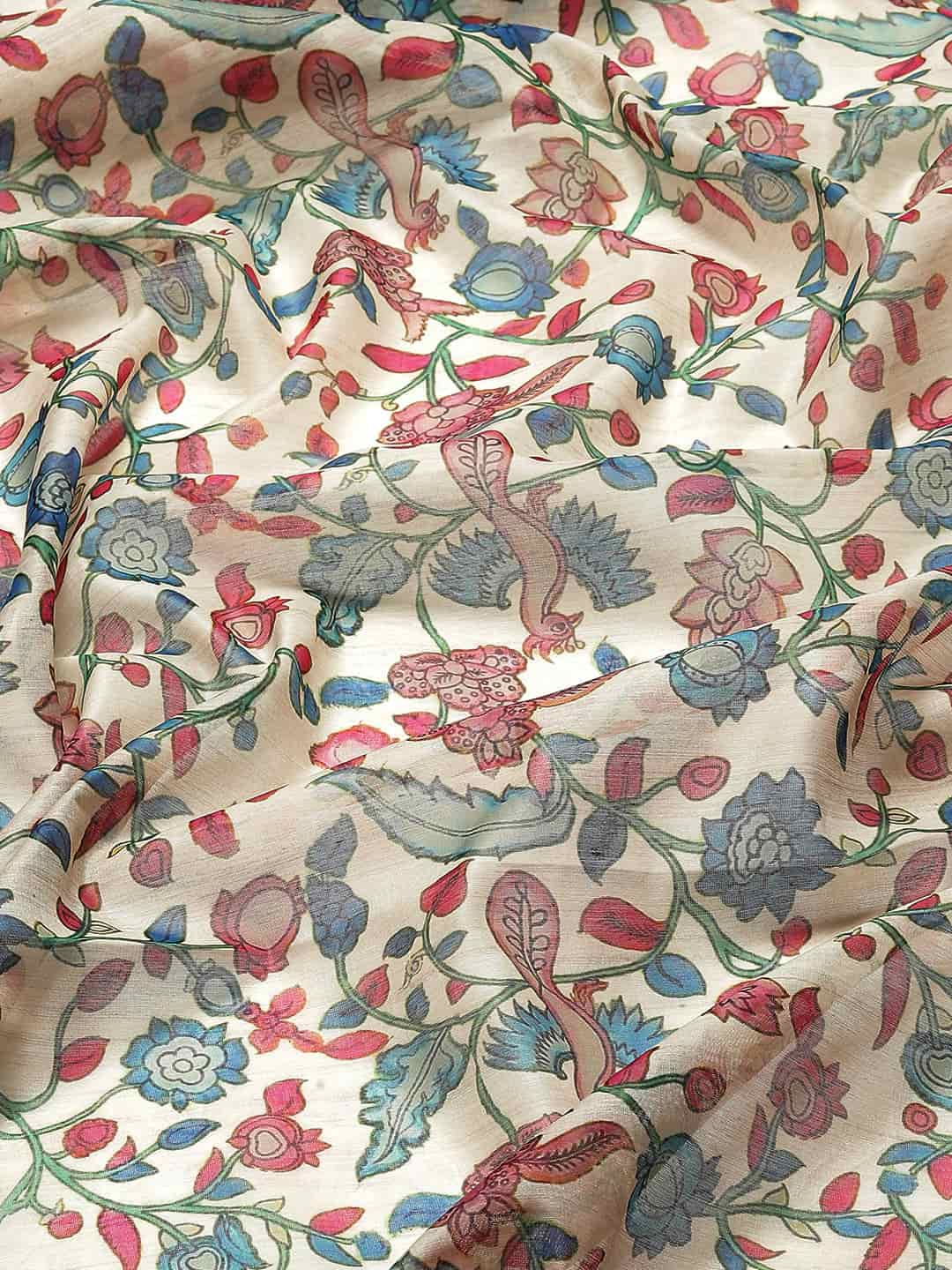 Digital Printed Cotton Blend Chanderi Saree