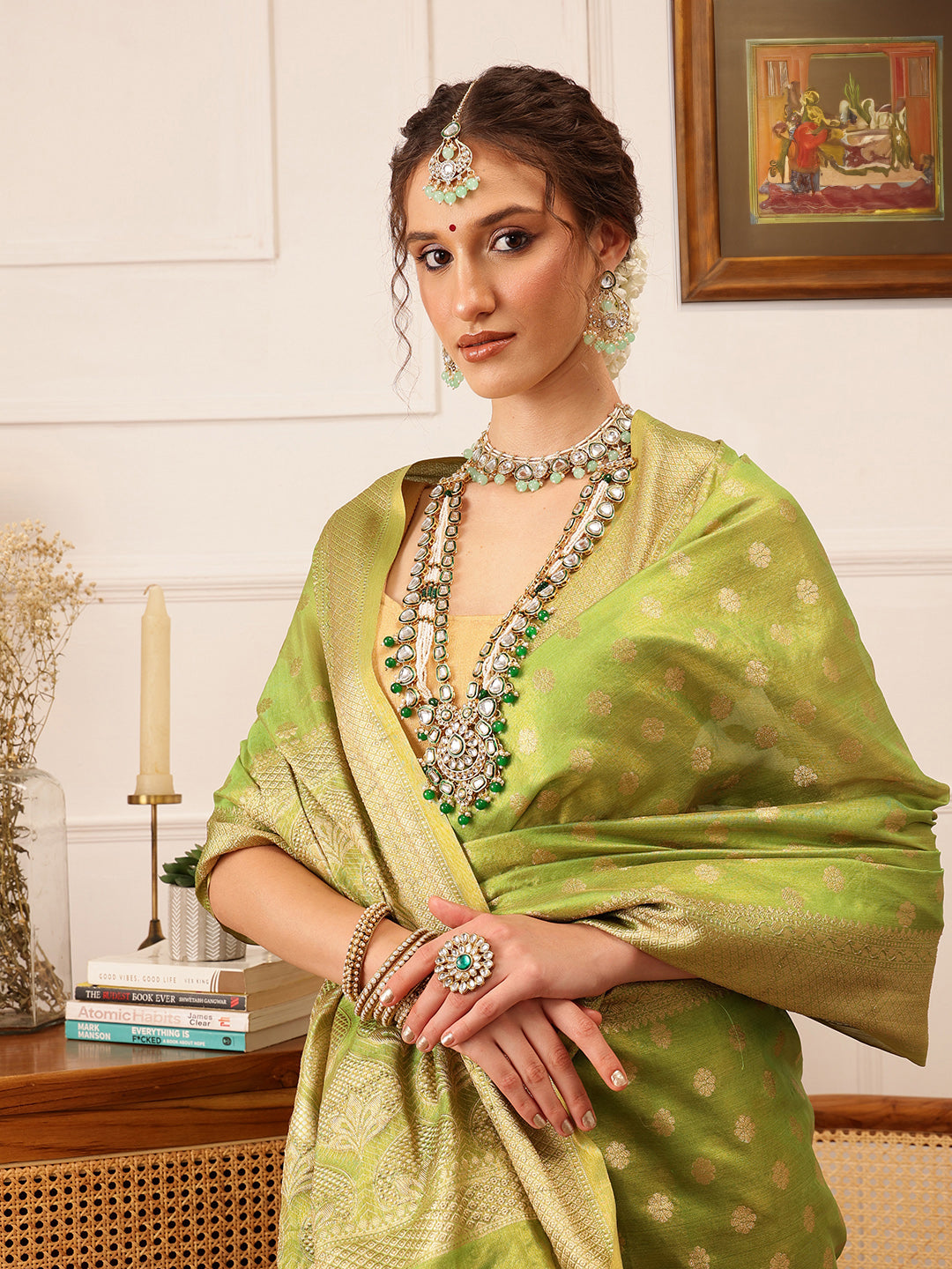 Women's Kanjivaram Tissue Silk Zari Woven Saree