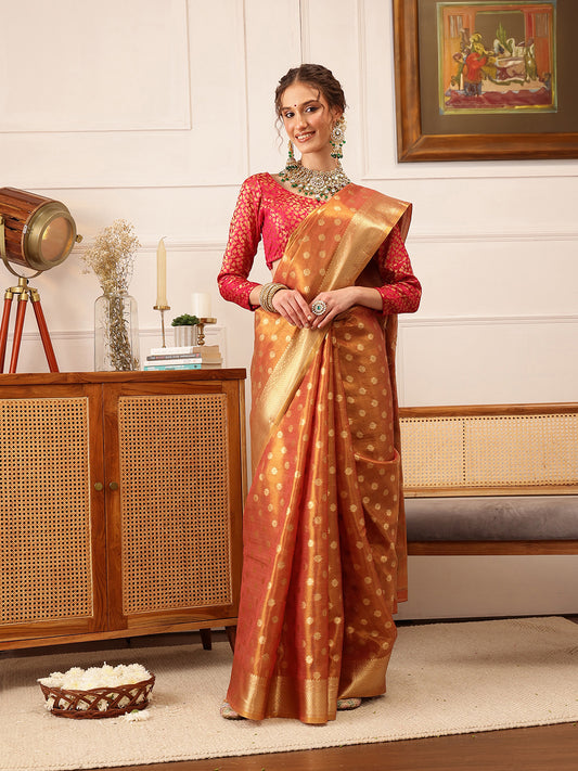 Women's Kanjivaram Tissue Silk Zari Woven Saree
