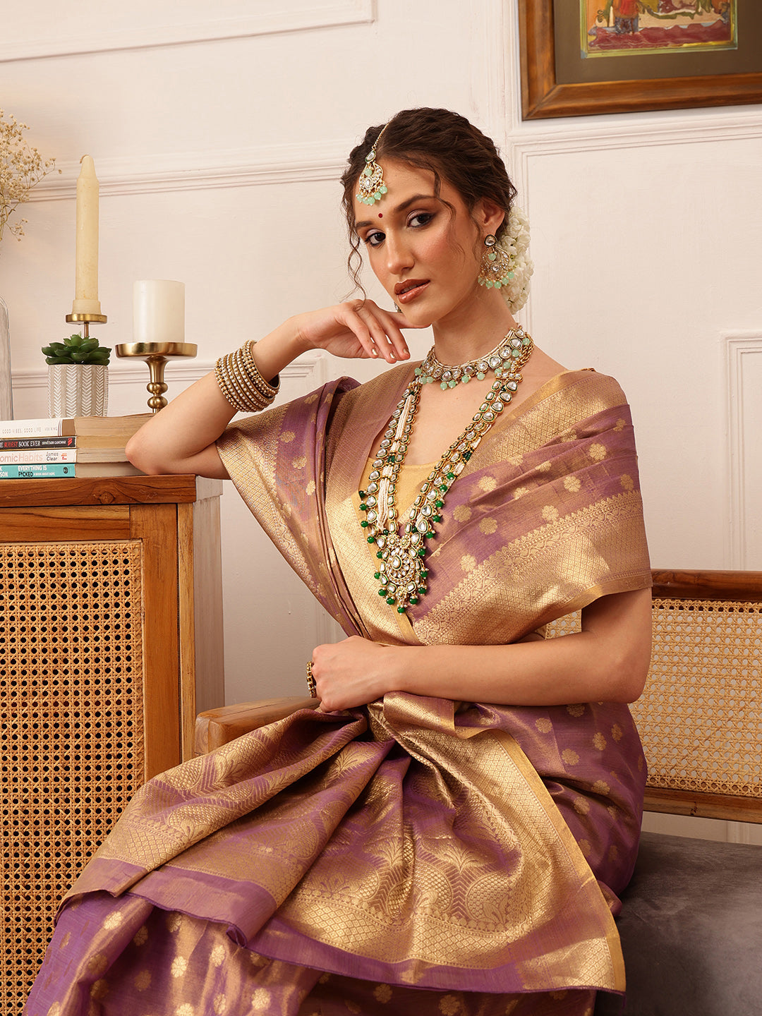 Women's Kanjivaram Tissue Silk Zari Woven Saree