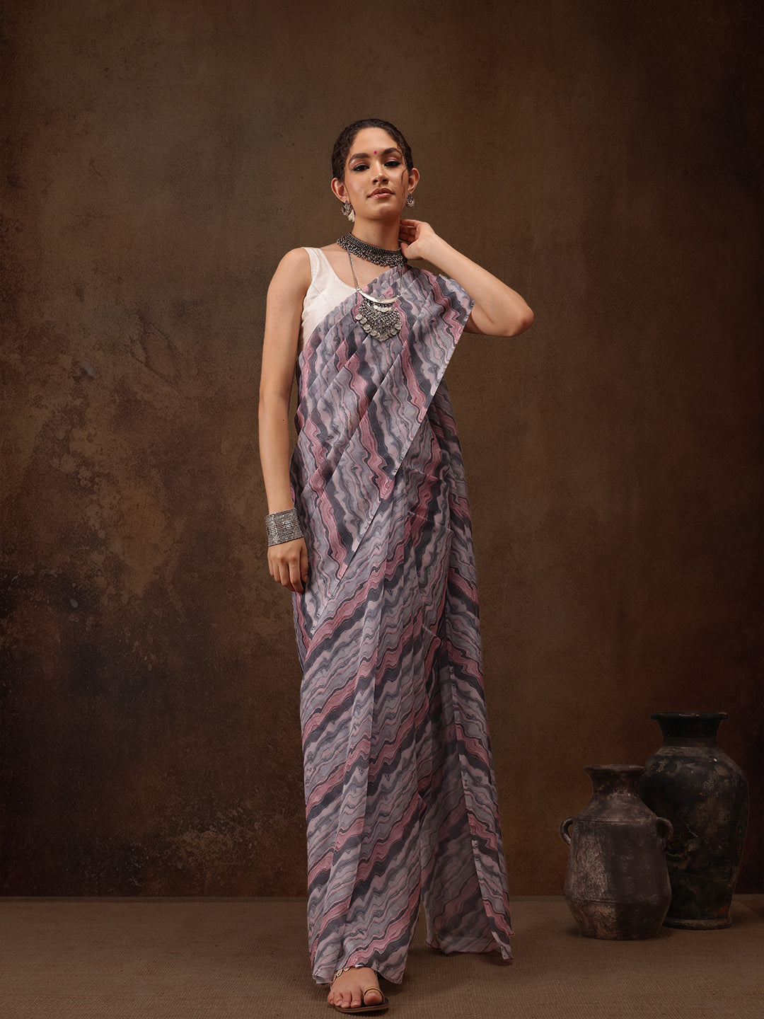 Abstract Digital Print Saree