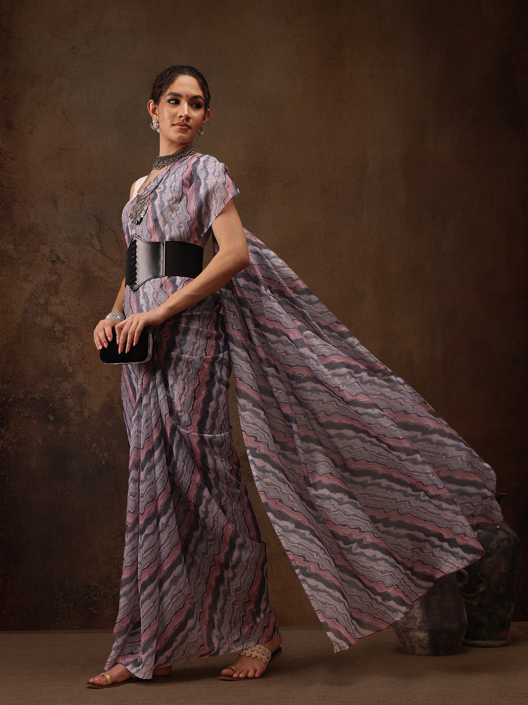 Abstract Digital Print Saree