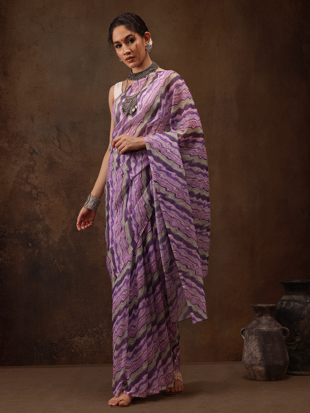Abstract Digital Print Saree