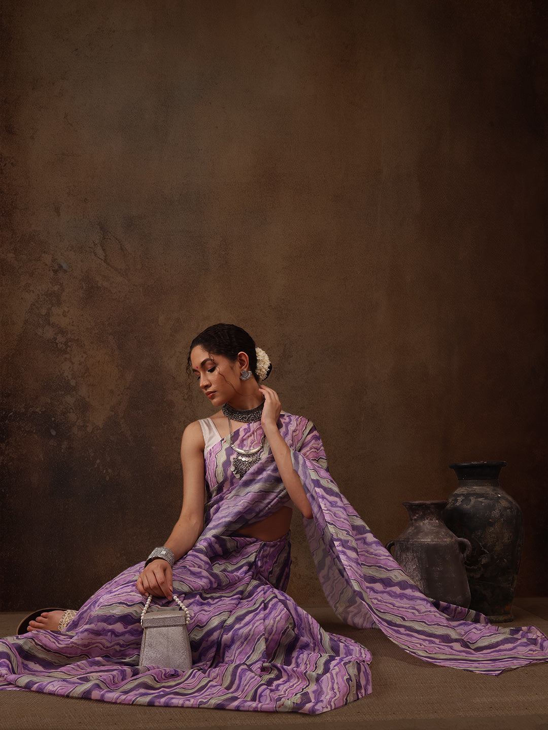 Abstract Digital Print Saree