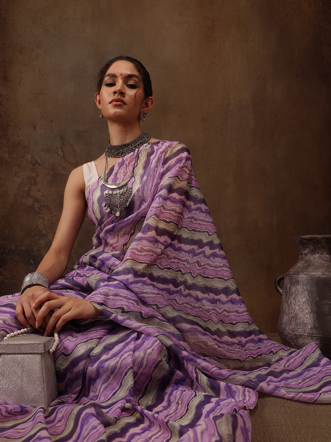 Abstract Digital Print Saree