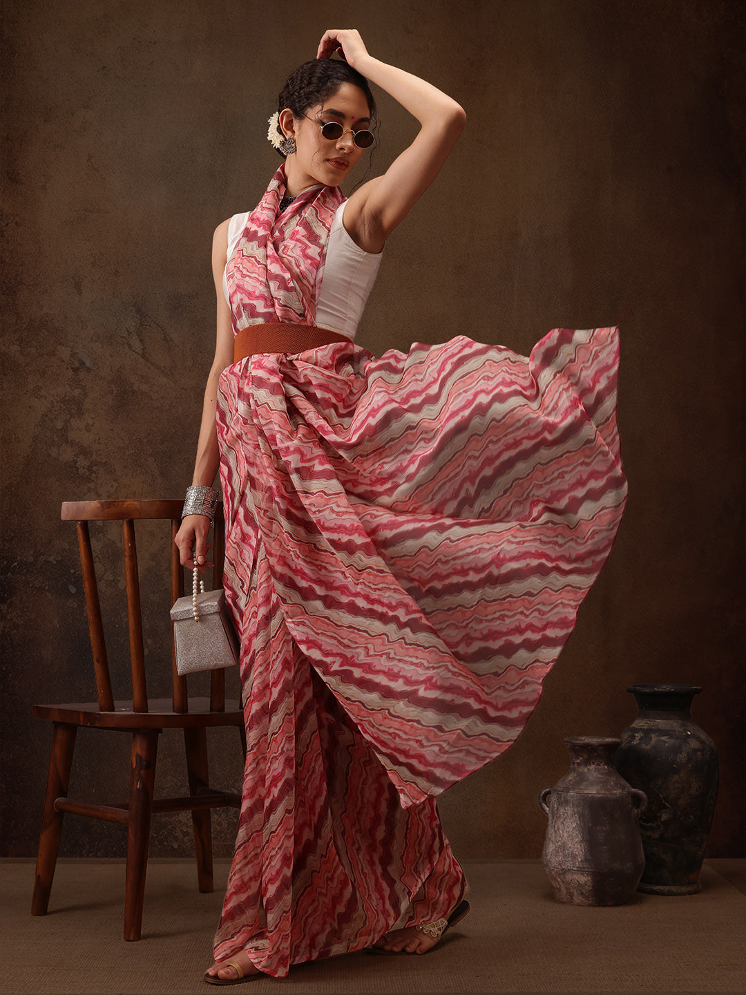 Abstract Digital Print Saree