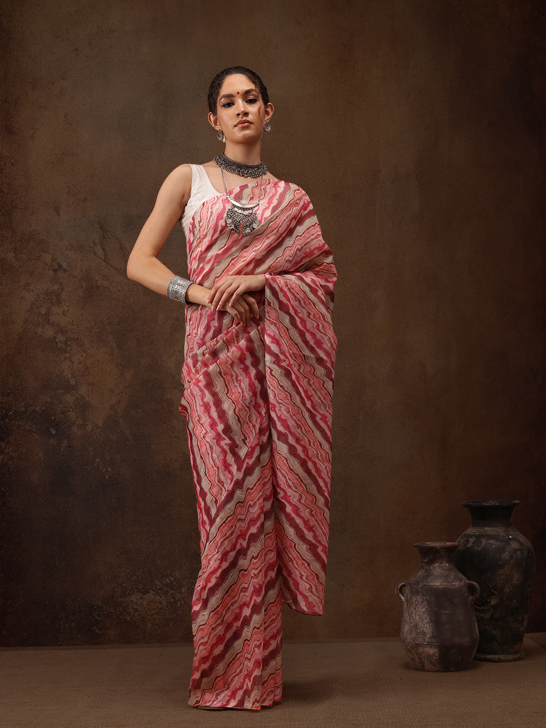 Abstract Digital Print Saree