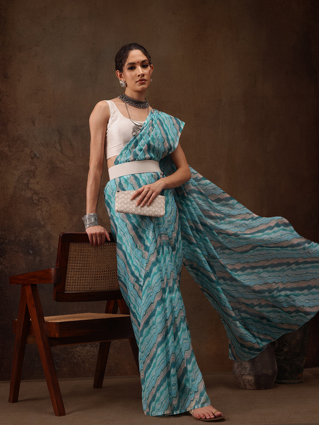 Abstract Digital Print Saree