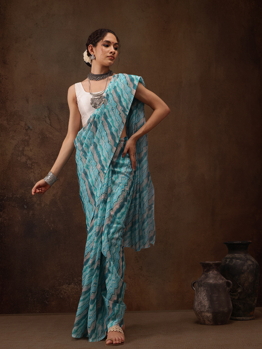 Abstract Digital Print Saree