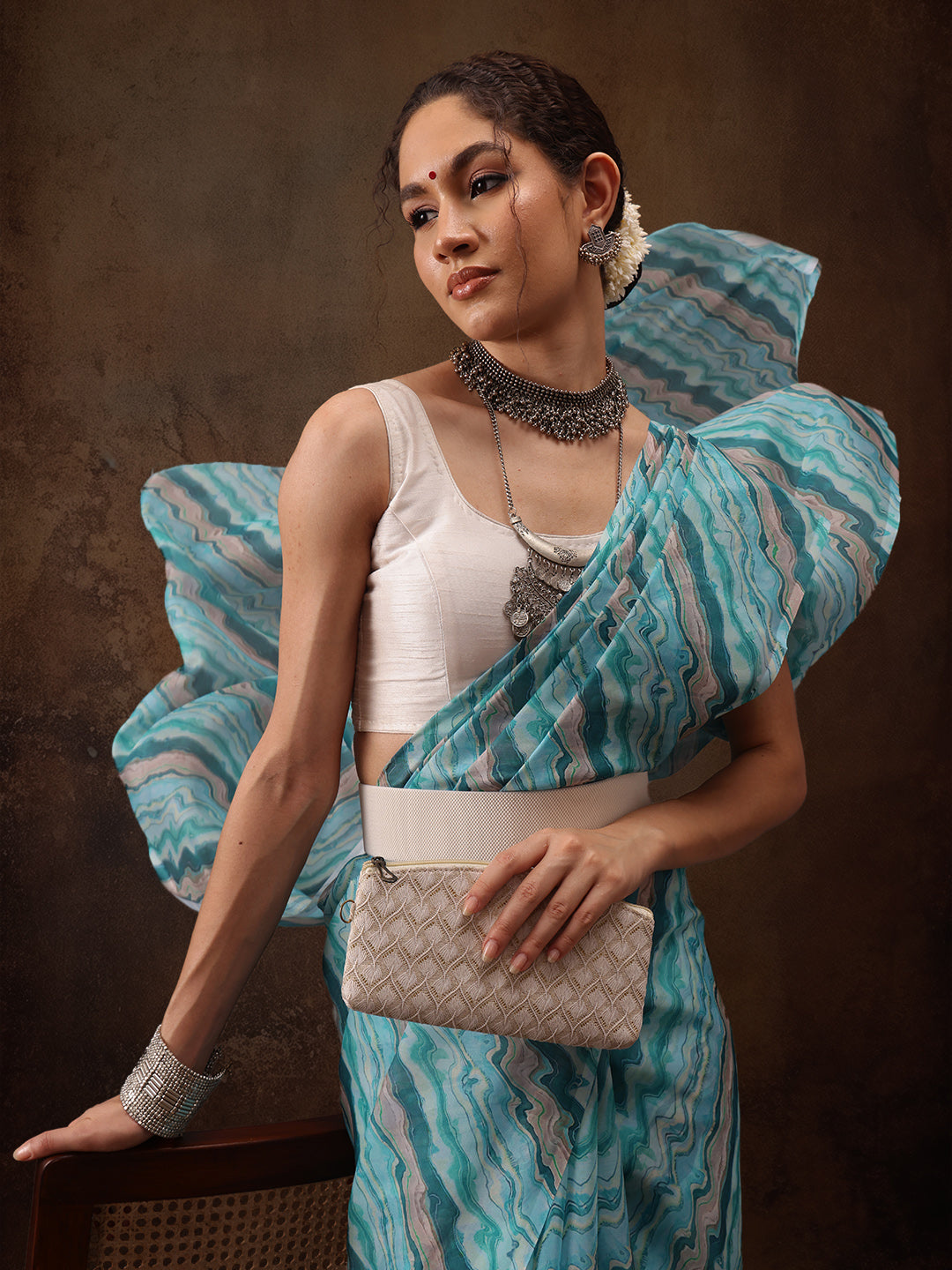 Abstract Digital Print Saree