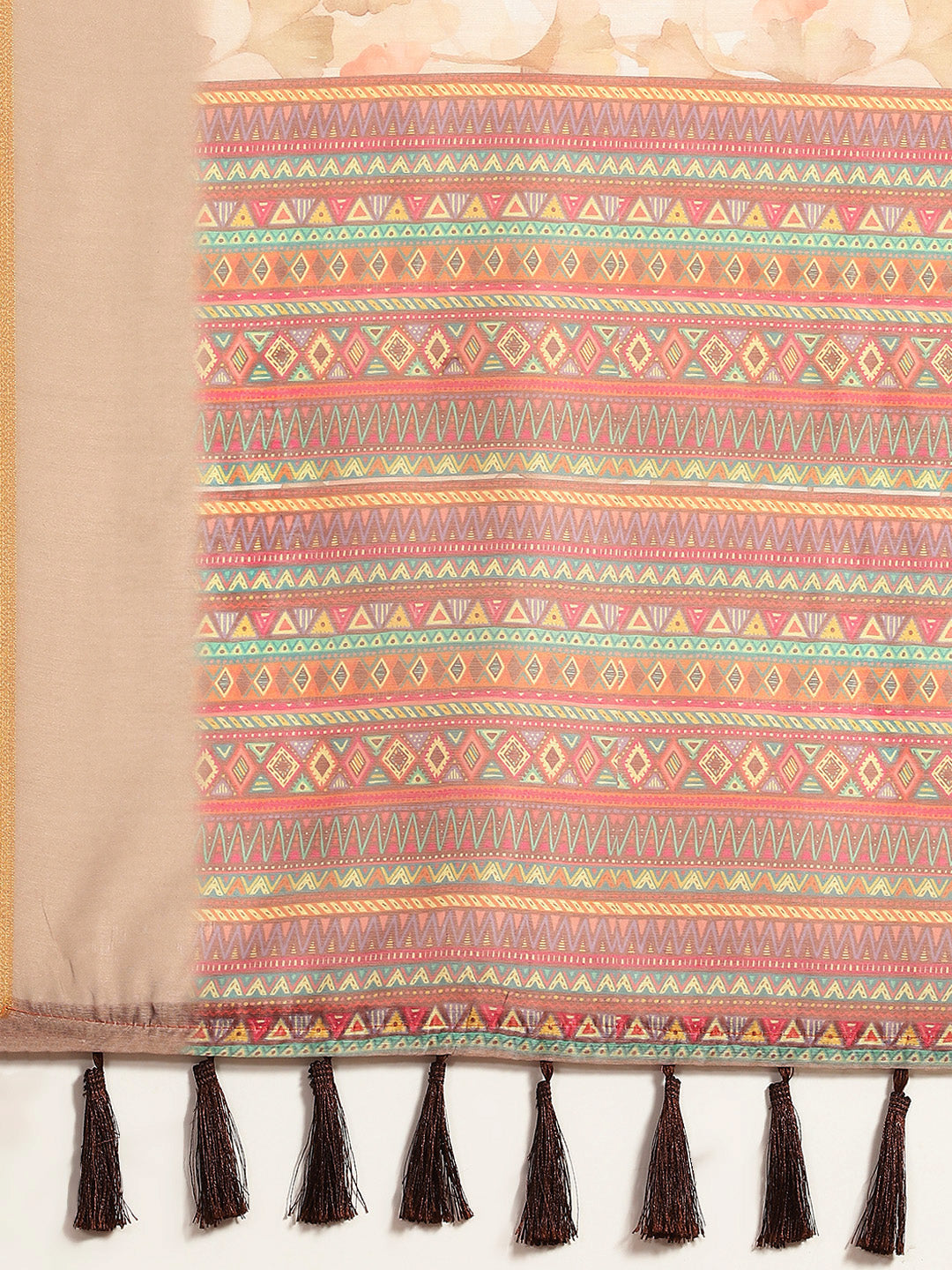 Floral Printed Cotton Saree With Blouse Piece