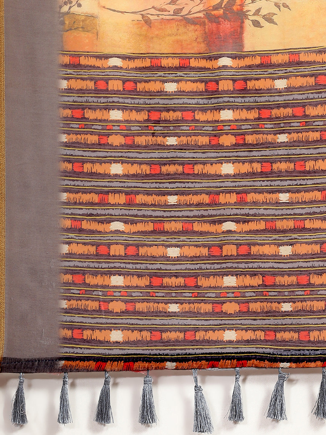 Floral Printed Cotton Saree With Blouse Piece