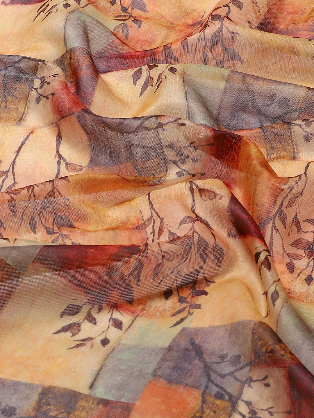 Floral Printed Cotton Saree With Blouse Piece