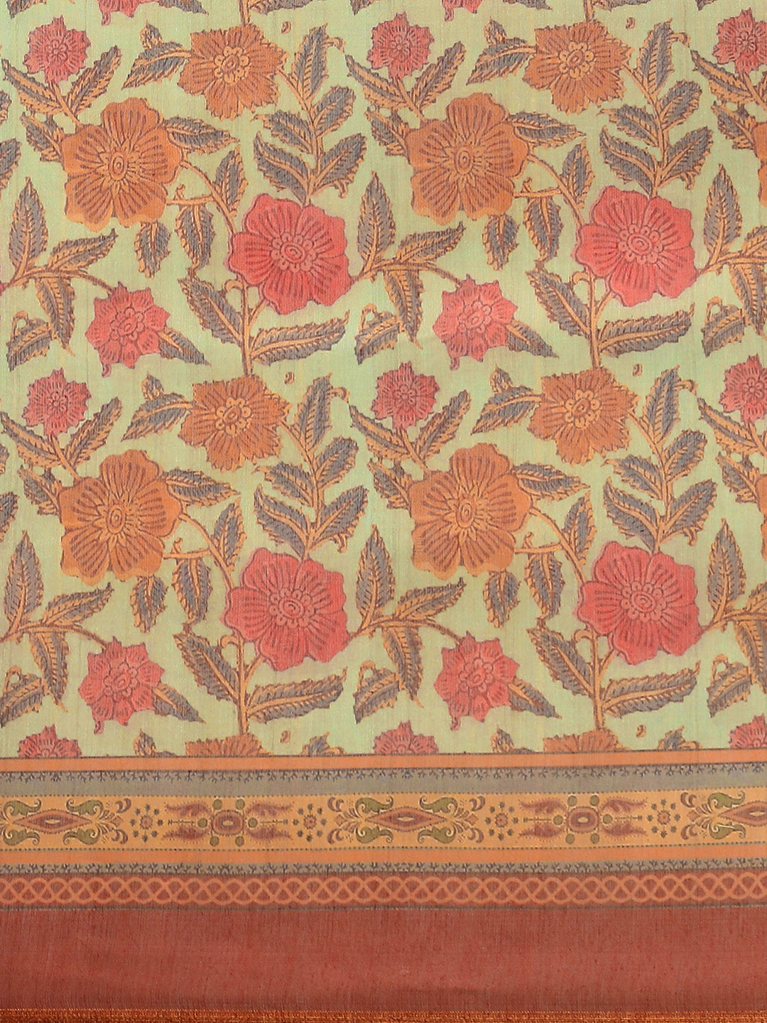 Floral Printed Cotton Saree With Blouse Piece