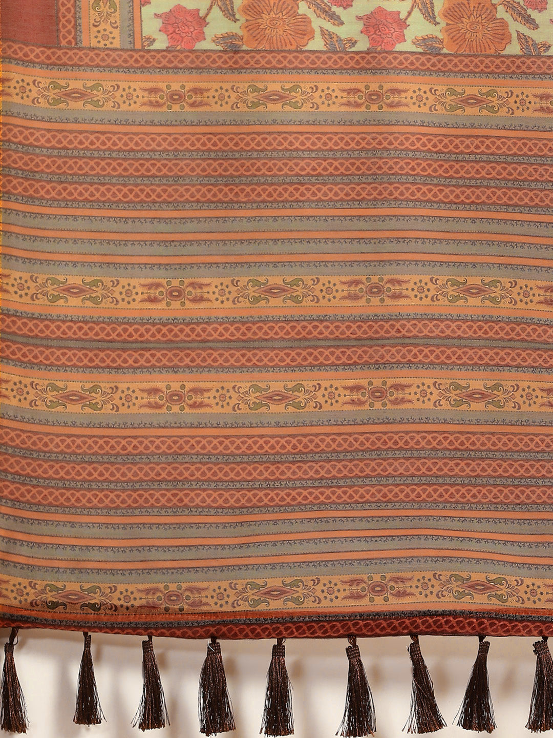 Floral Printed Cotton Saree With Blouse Piece