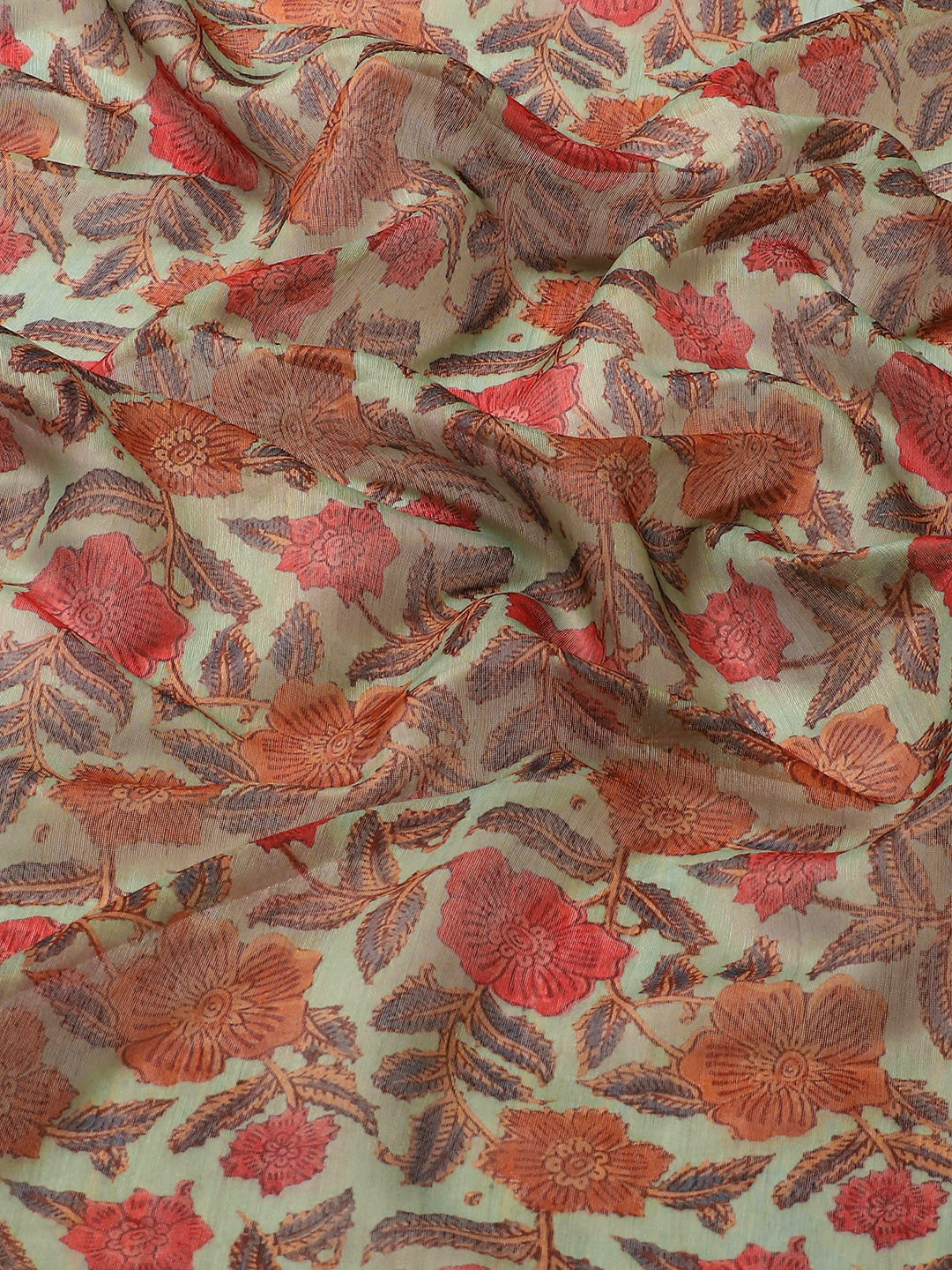 Floral Printed Cotton Saree With Blouse Piece