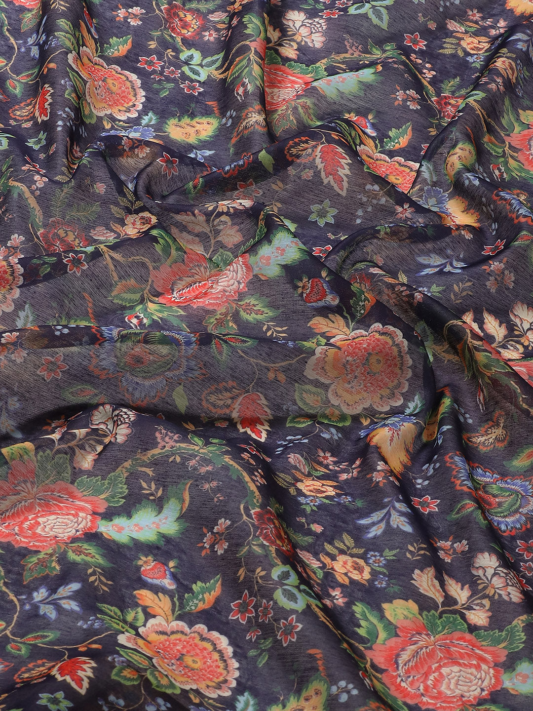 Floral Printed Cotton Saree With Blouse Piece