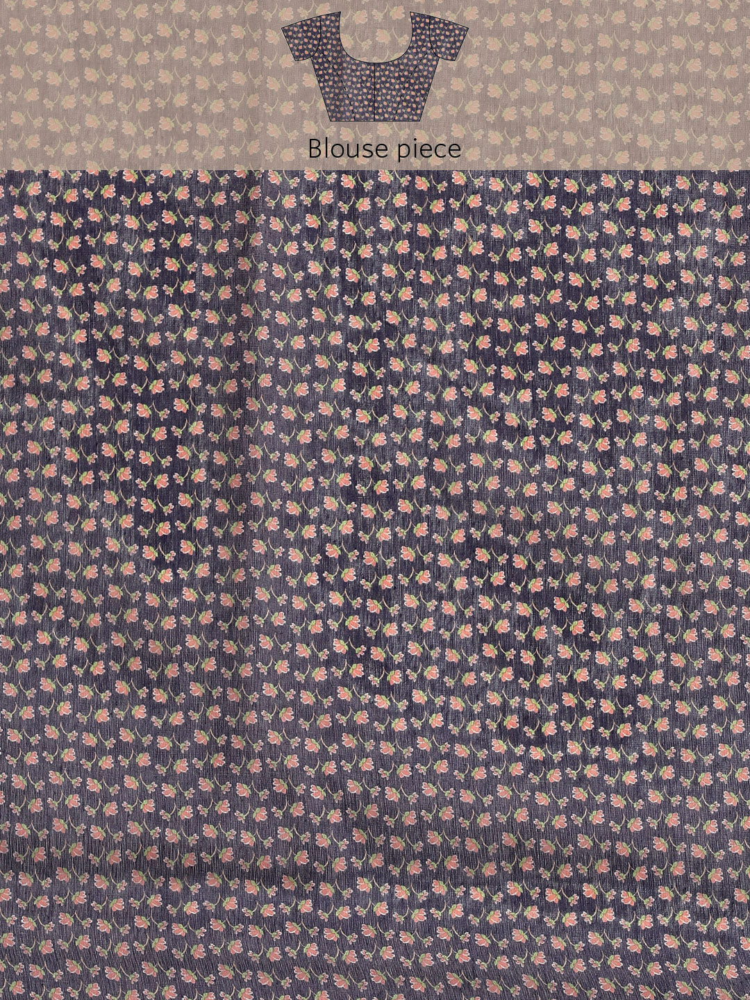 Floral Printed Cotton Saree With Blouse Piece