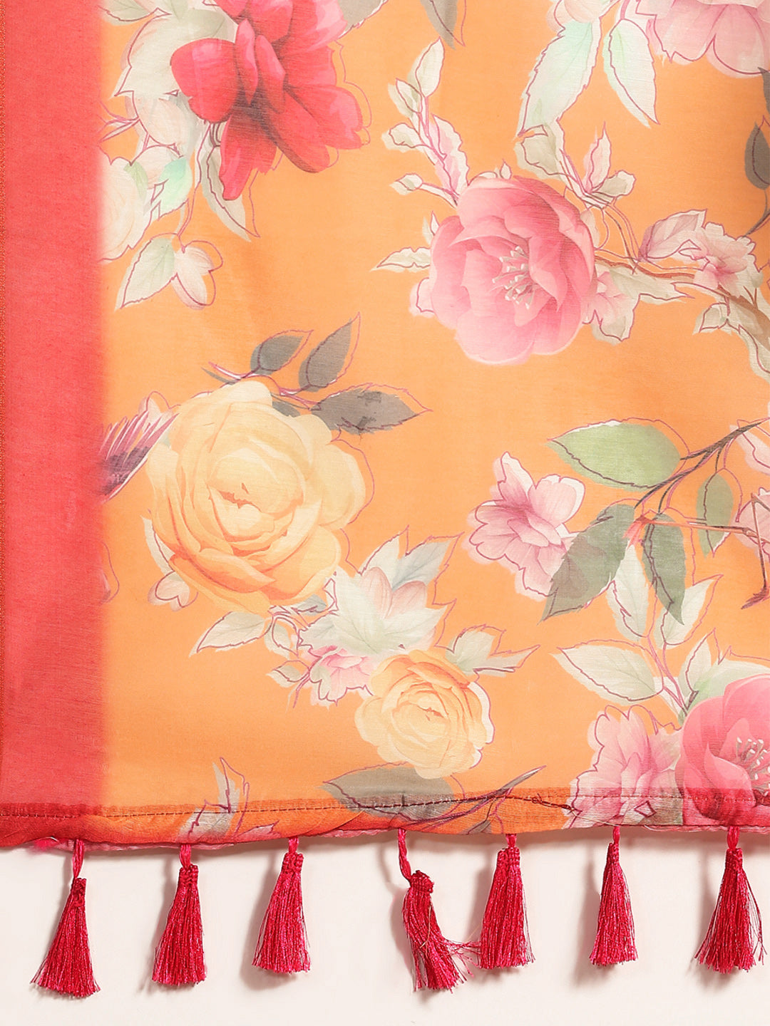 Floral Printed Cotton Saree With Blouse Piece