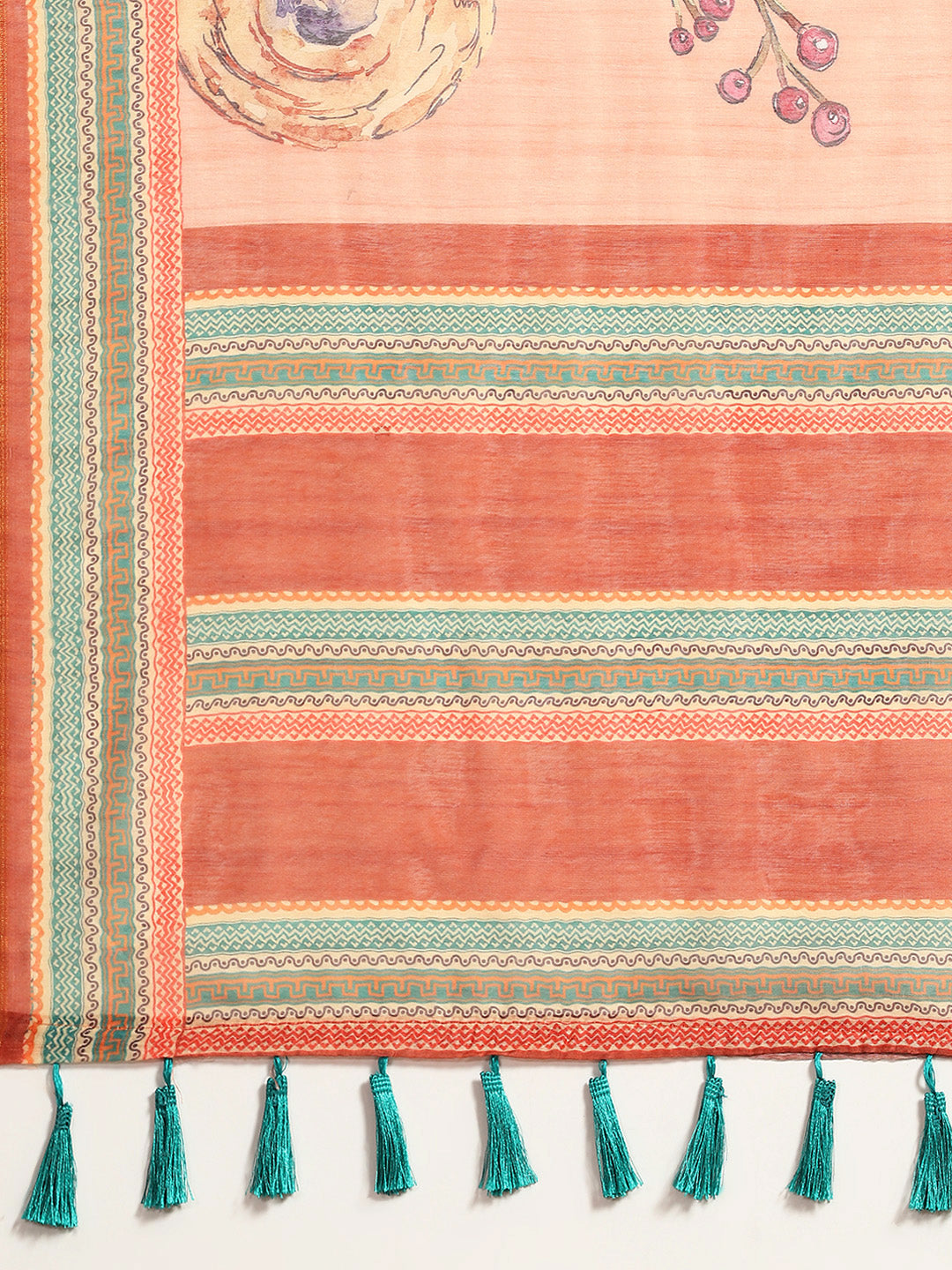 Floral Printed Cotton Saree With Blouse Piece