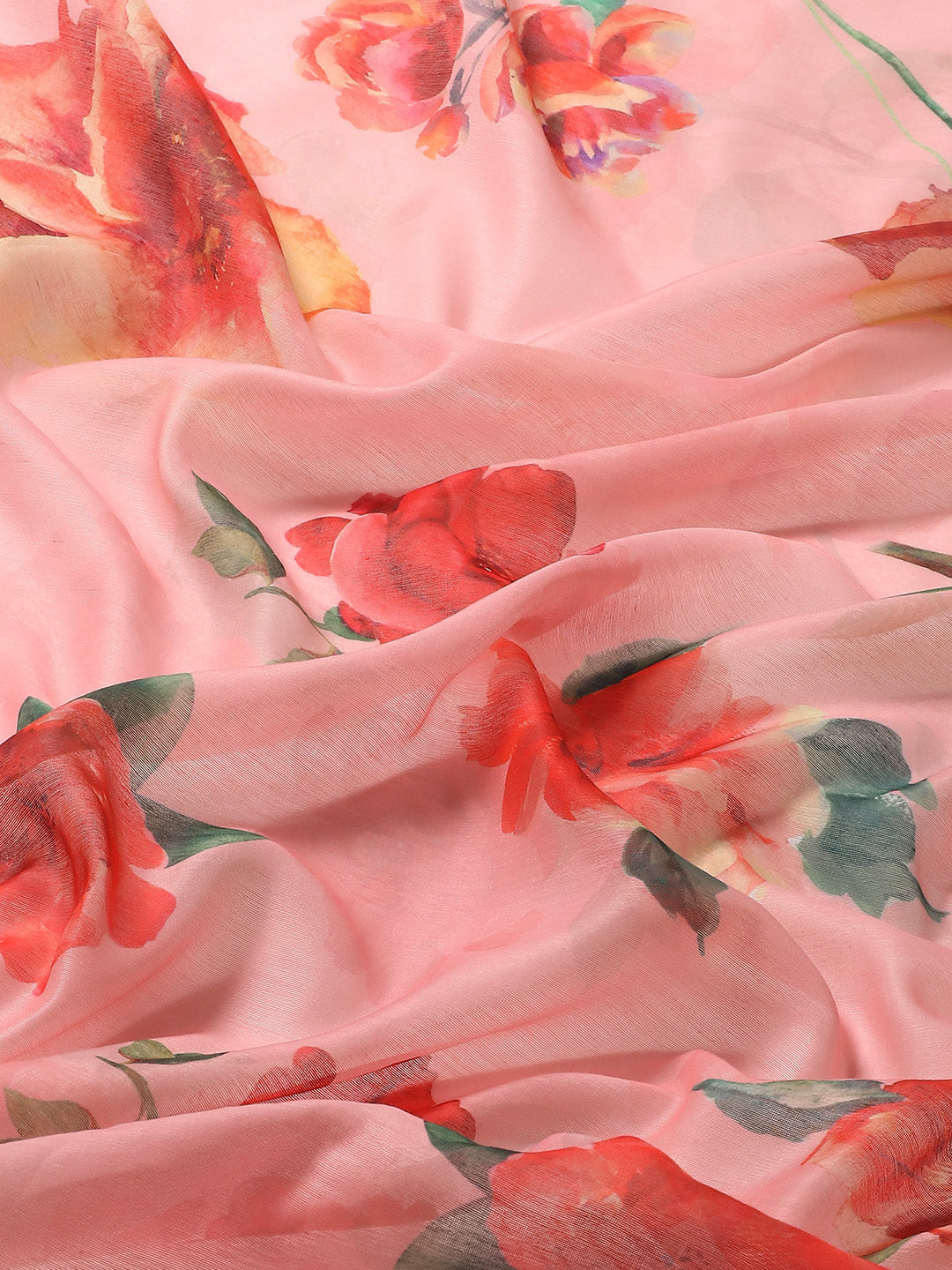 Floral Printed Cotton Saree With Blouse Piece
