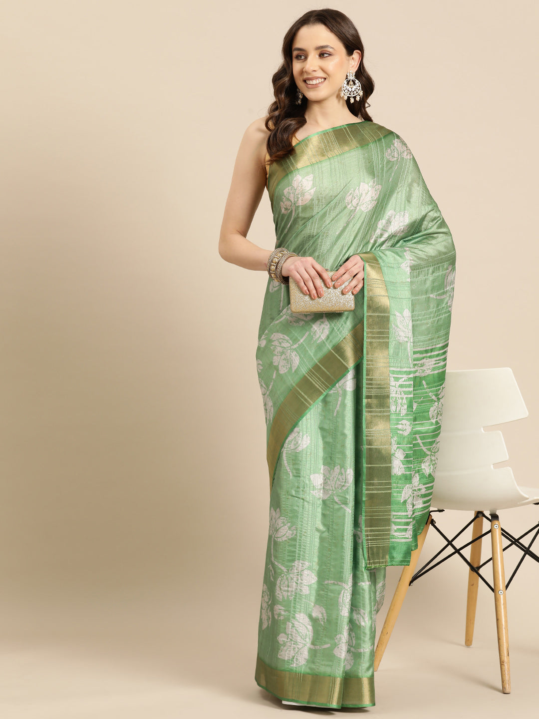 Soft Silk Digital Printed Zari Border Saree