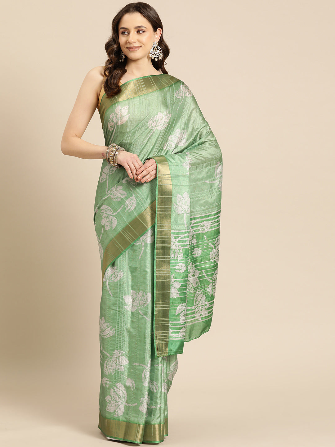 Soft Silk Digital Printed Zari Border Saree