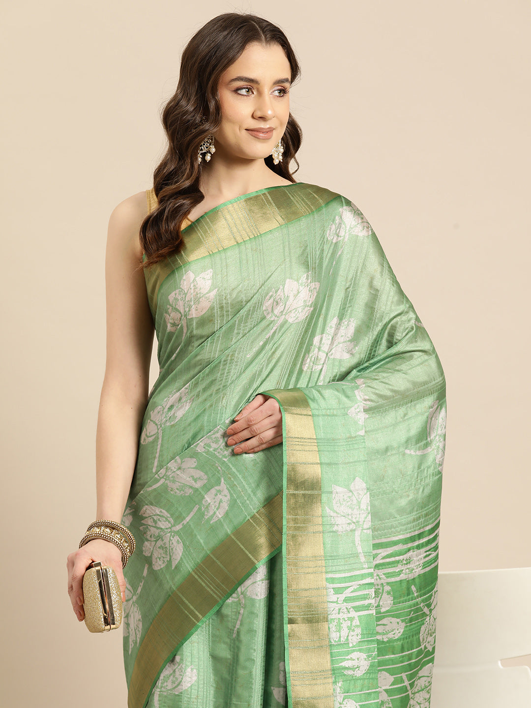 Soft Silk Digital Printed Zari Border Saree
