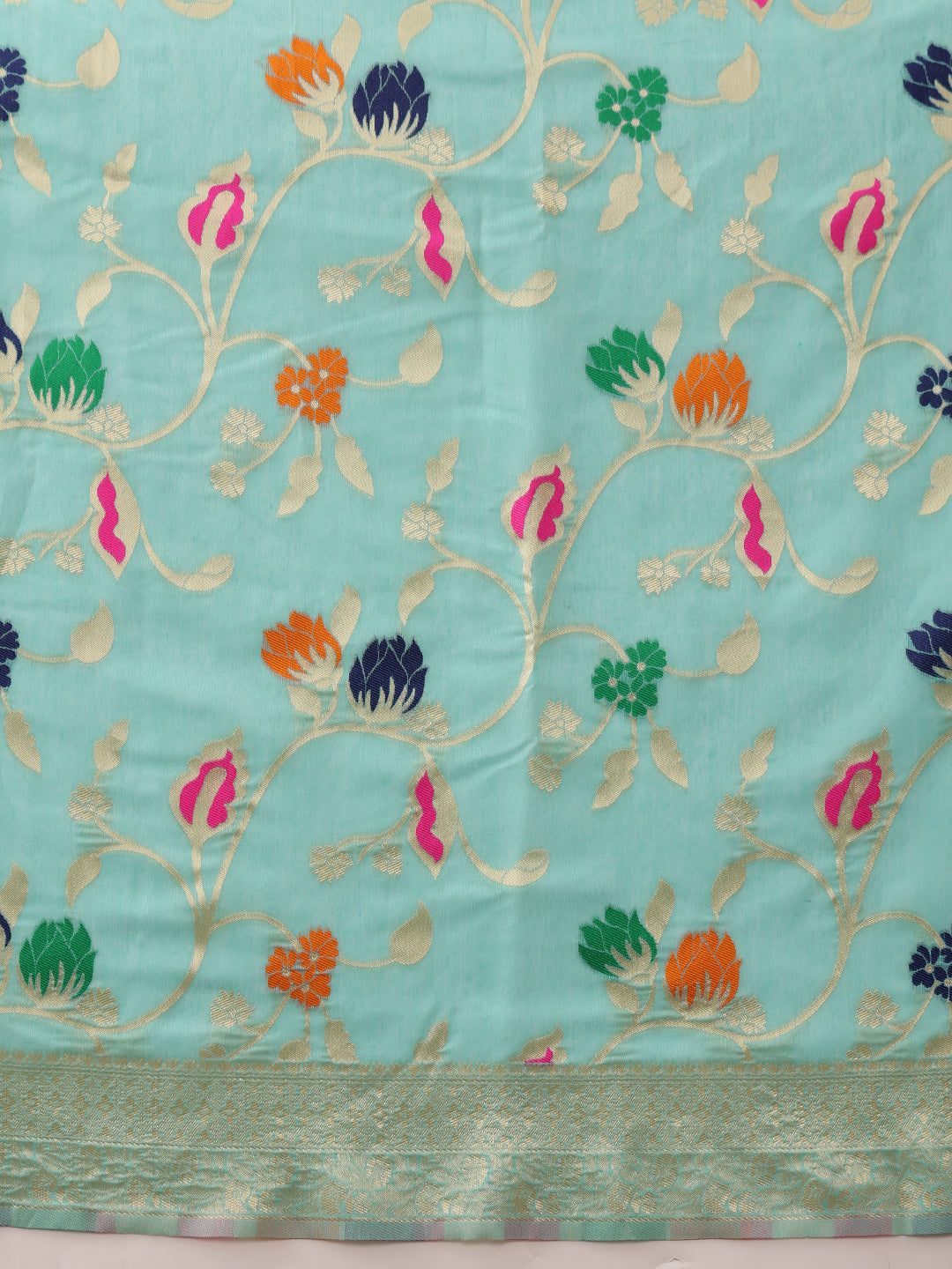 Multicolor Floral Work Cotton Saree