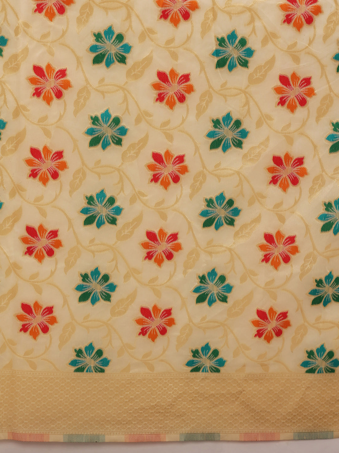 Multicolor Floral Work Cotton Saree