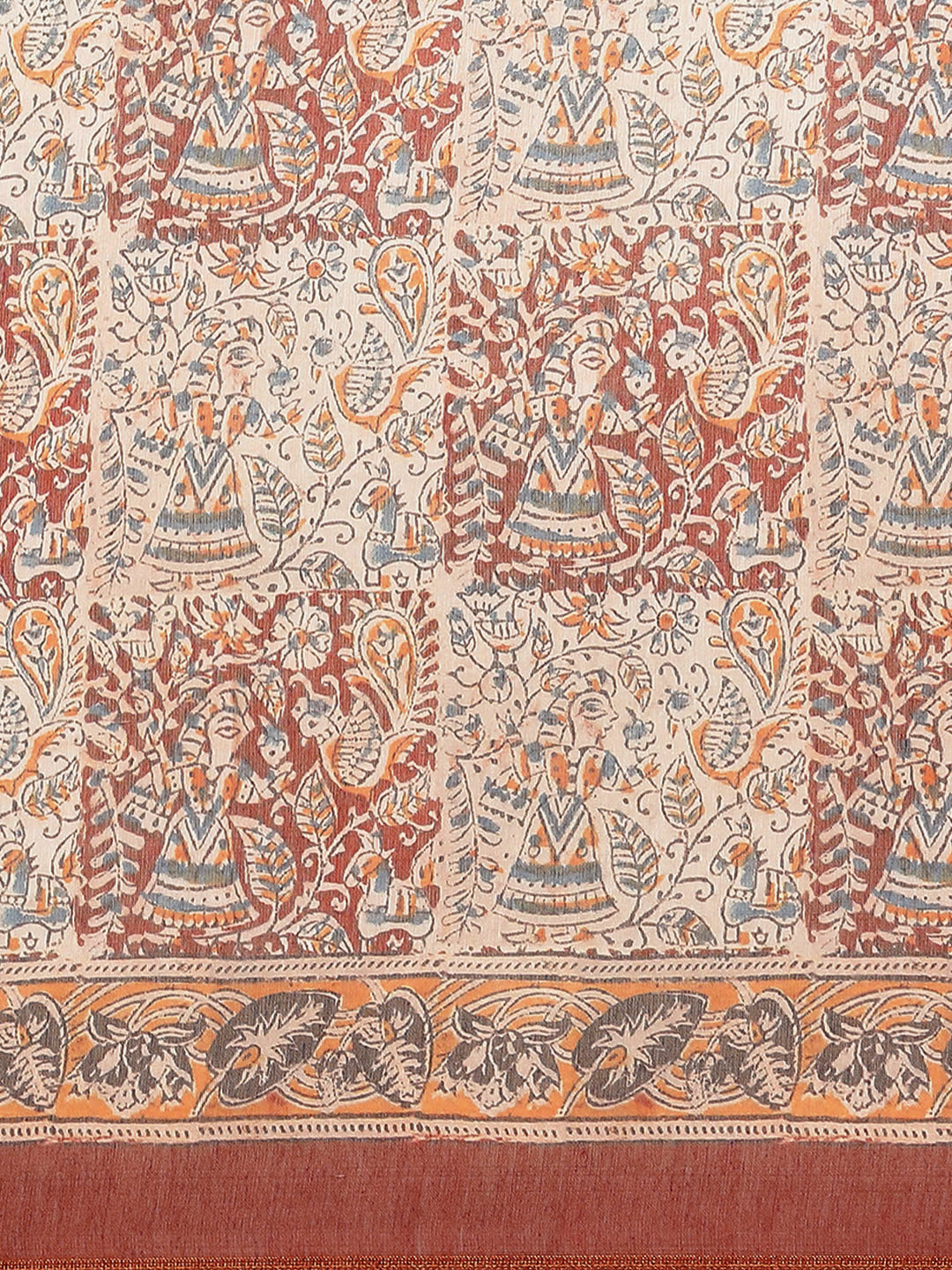 Women's Block Print Cotton Saree With Blouse Piece