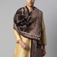 Men's Black and Gold Toned Pure Cotton Dupatta With Embroidered Woven Design