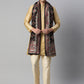 Men's Black and Gold Toned Pure Cotton Dupatta With Embroidered Woven Design
