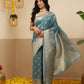 Banarasi Soft Silk Peacock Border Zari Woven Saree With Unstitched Blouse Piece