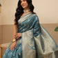Banarasi Soft Silk Peacock Border Zari Woven Saree With Unstitched Blouse Piece
