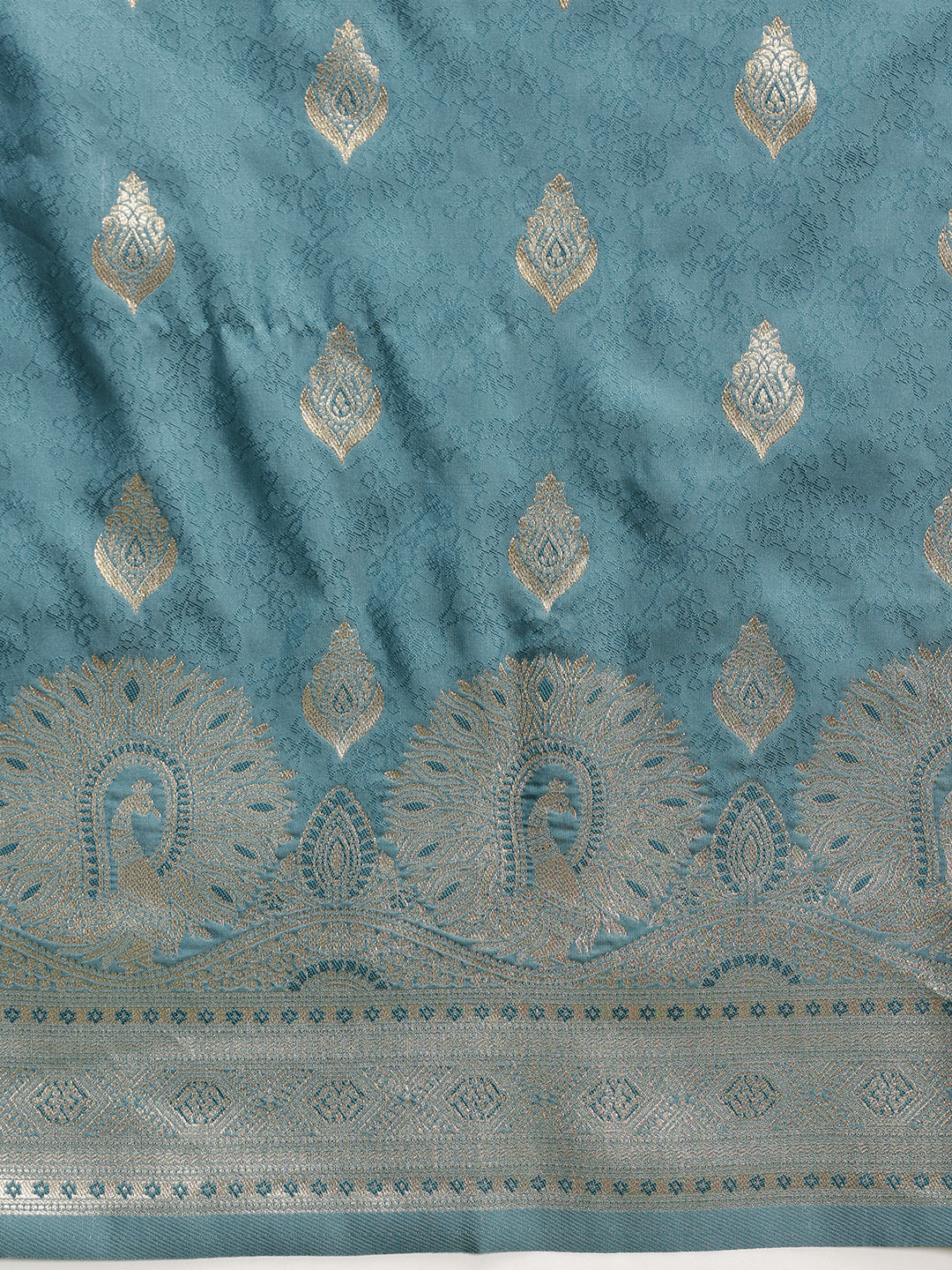 Banarasi Soft Silk Peacock Border Zari Woven Saree With Unstitched Blouse Piece