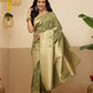 Banarasi Soft Silk Peacock Border Zari Woven Saree With Unstitched Blouse Piece