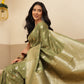 Banarasi Soft Silk Peacock Border Zari Woven Saree With Unstitched Blouse Piece