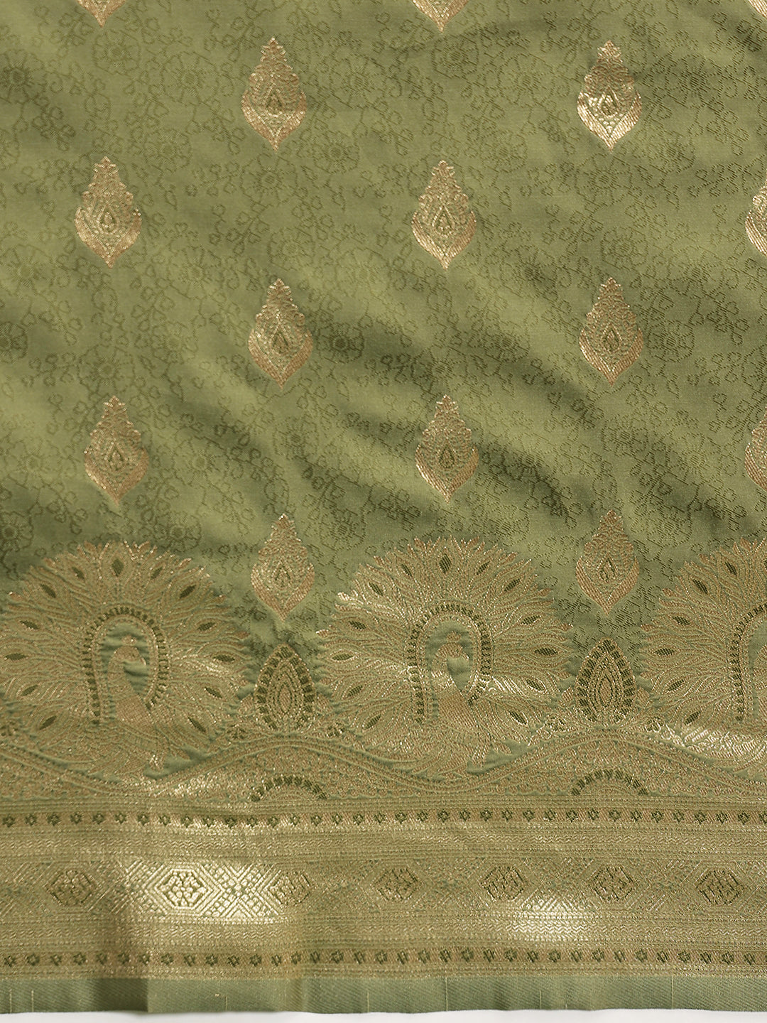 Banarasi Soft Silk Peacock Border Zari Woven Saree With Unstitched Blouse Piece