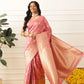 Banarasi Soft Silk Peacock Border Zari Woven Saree With Unstitched Blouse Piece