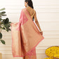 Banarasi Soft Silk Peacock Border Zari Woven Saree With Unstitched Blouse Piece