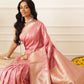 Banarasi Soft Silk Peacock Border Zari Woven Saree With Unstitched Blouse Piece
