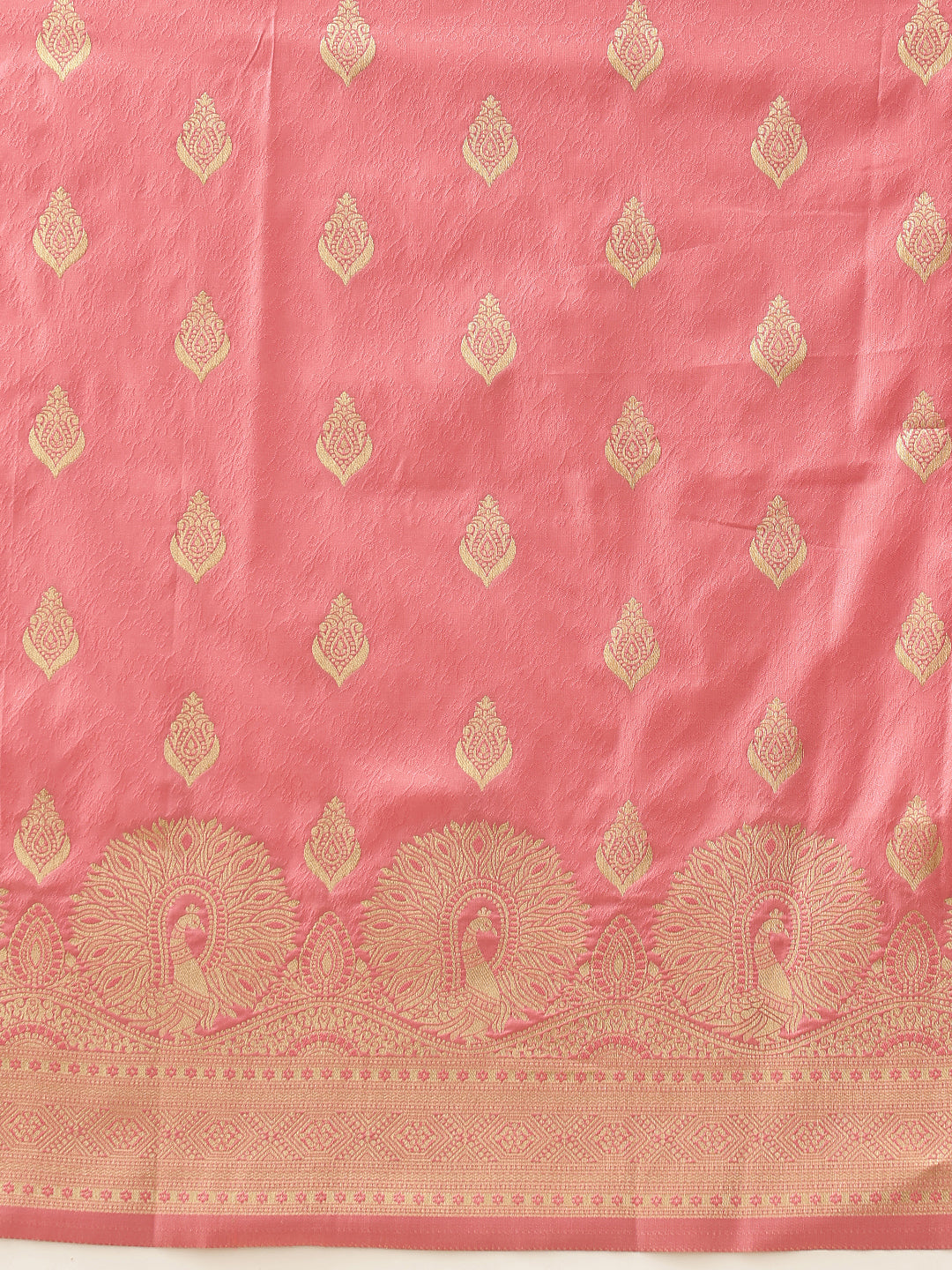 Banarasi Soft Silk Peacock Border Zari Woven Saree With Unstitched Blouse Piece