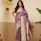 Banarasi Soft Silk Peacock Border Zari Woven Saree With Unstitched Blouse Piece