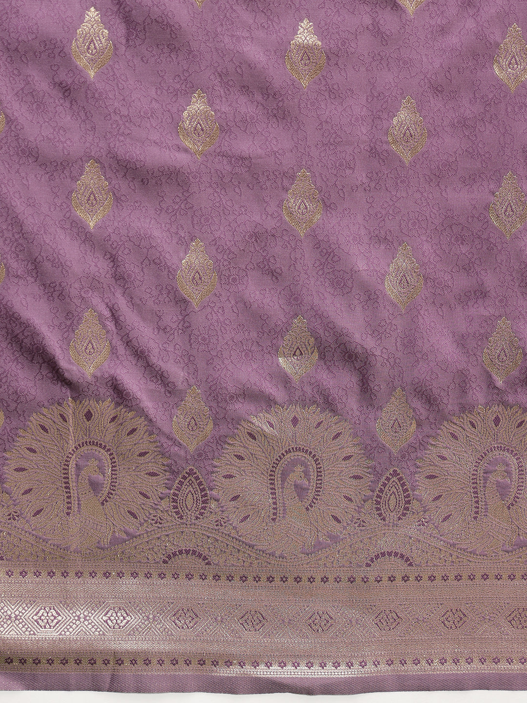 Banarasi Soft Silk Peacock Border Zari Woven Saree With Unstitched Blouse Piece